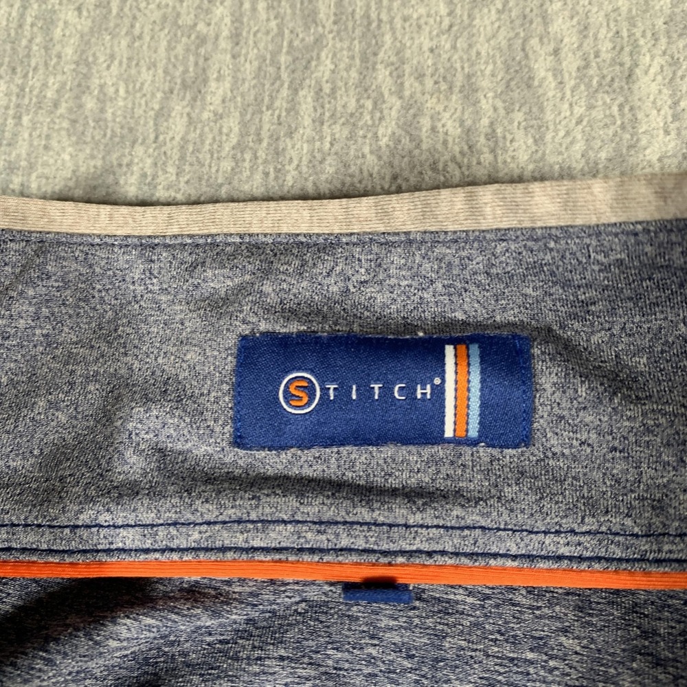 Stitch Sweater Mens XL Blue Heather Quarter Zip Golf Pullover Performance - Picture 5 of 12
